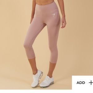GYMSHARK taupe dreamy cropped leggings